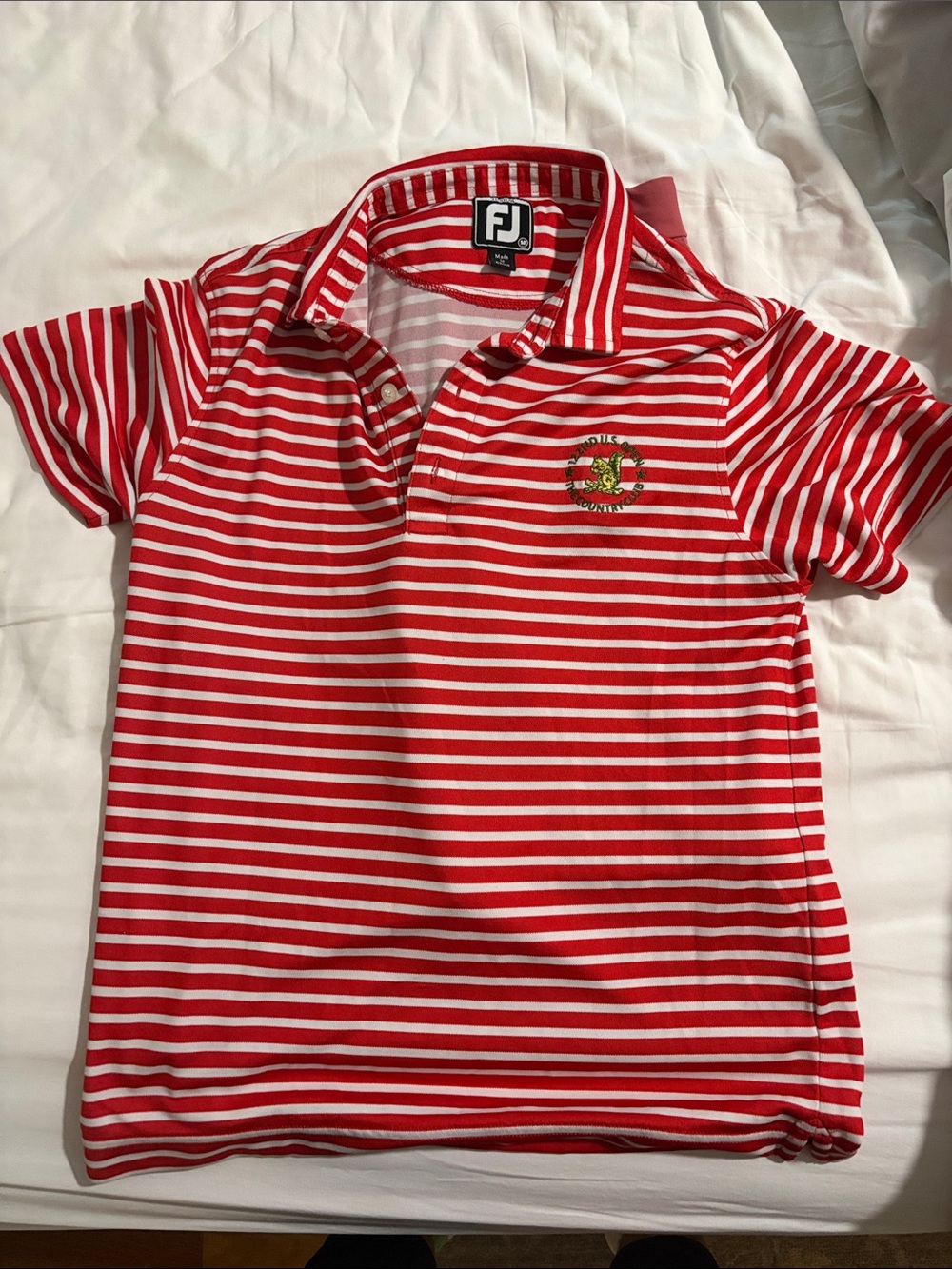 FootJoy Red and White Striped Kids Polo